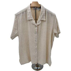 Mens Classic Linen Shirt Sz M, Refined Minimalism, Mediterranean, Resortwear